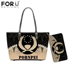 FORUDESIGNS, популярный стиль, роскошная кожаная женская сумка через плечо и кошелек, Pohnpei Племенной полинезийский узор, женские большие сумки