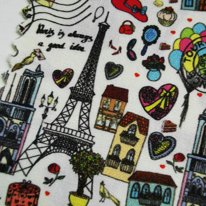 Ткань хлопчатобумажная с принтом высокая башня ткань для шитья пэчворка сделай