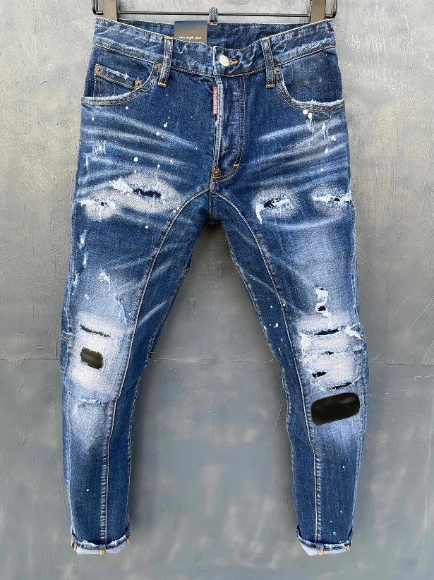 Dsquared2 новая уличная мужская одежда рваные мужские джинсы с ручной росписью T151 |