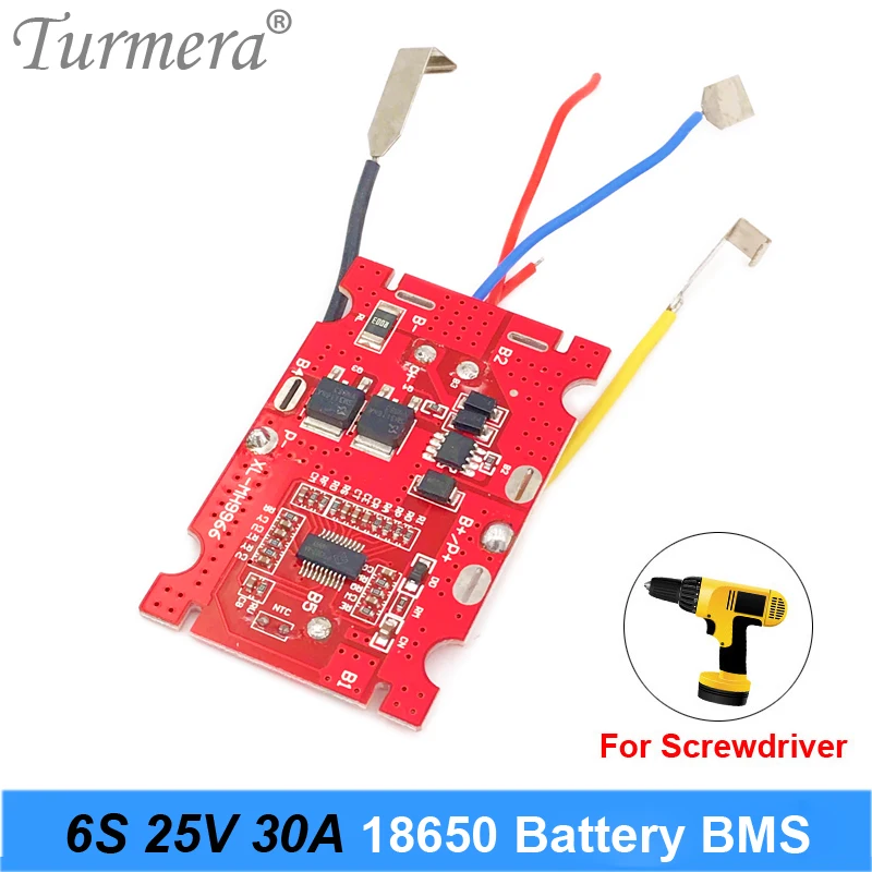 

Turmera 6S 25V 30A Li-Ion литиевый аккумулятор BMS 18650 отвертка для аккумулятора shura, защитная плата, подходит для дрели 21,6 V 25V