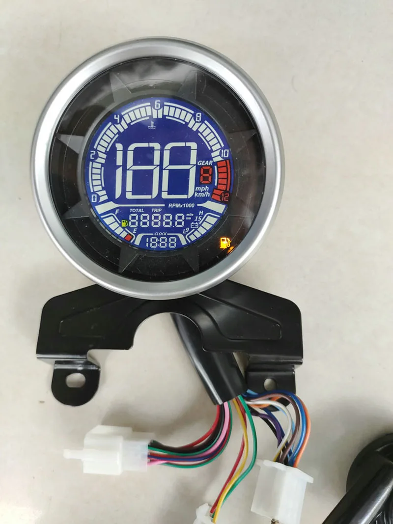 TKOSM 12V Универсальный Мотоцикл Тахометр измерительный инструмент со светодиодной