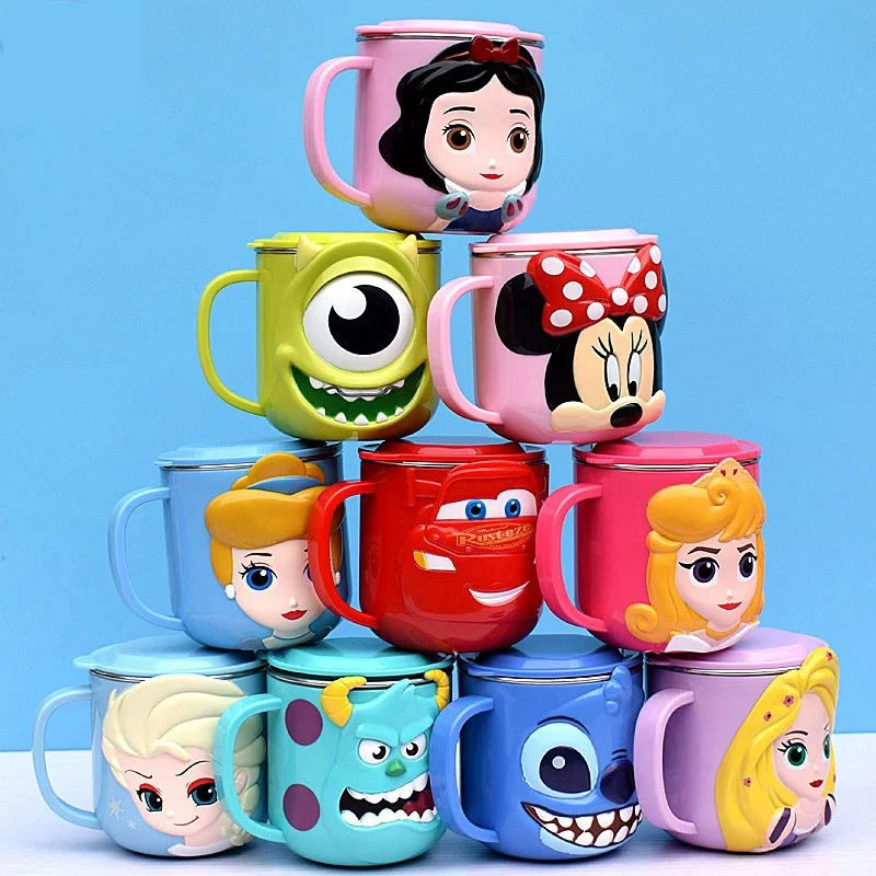 

Disney Cups Princess Frozen Elsa Anna Milk Cup 3D Cartoon Mickey Minnie Stainless Steel Cup Kids Cup Mickey Mug Christmas Gift