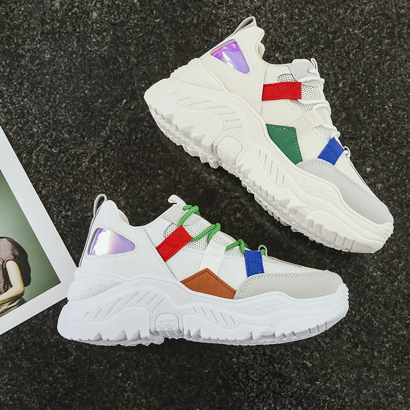 

2020 Tenis Feminino White Vulcanized Shoes Women Casual Shoes Fashion Breathable Walking Mesh Lace Up Flat Shoes Sneakers Women