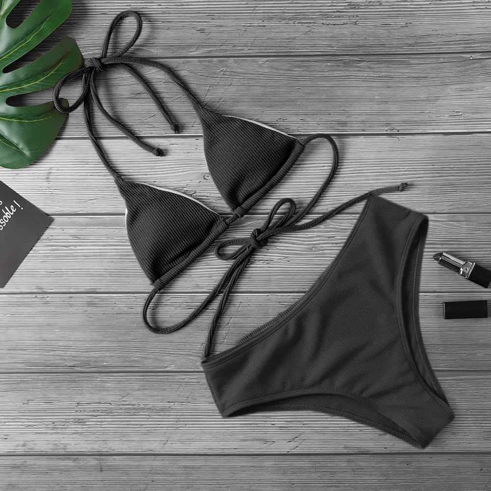 Бикини пуш-ап 2019 женский купальник с высокой талией черный розовый красный