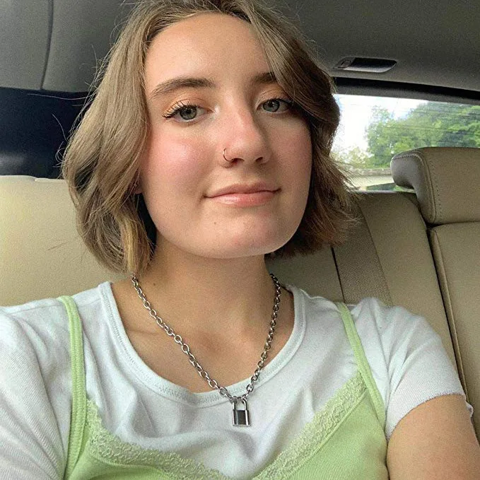 Punk Pad Lock Pendant Necklaces Simple Gold/Silver Color Necklace Clavicle chain Neckless Jewelry Gifts For Women friends |