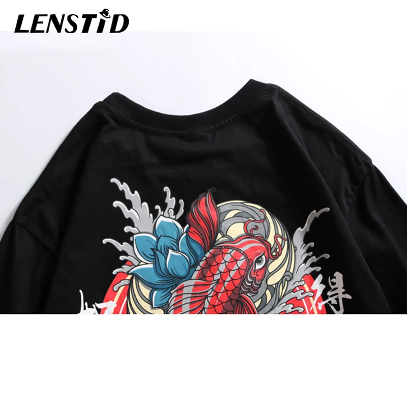 Мужская футболка в стиле Харадзюку LENSTID летняя уличная хип-хоп с принтом Красной