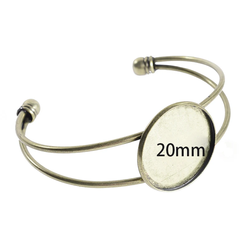 20mm Bronze 1 5 шт. 20 мм 25 мм 1 ''ободок круглый базовый стеклянный браслет из кабошона настройки регулируемый браслет на запястье заготовки для DIY ювелирных изделий - Окраска металла: 20mm Bronze 1