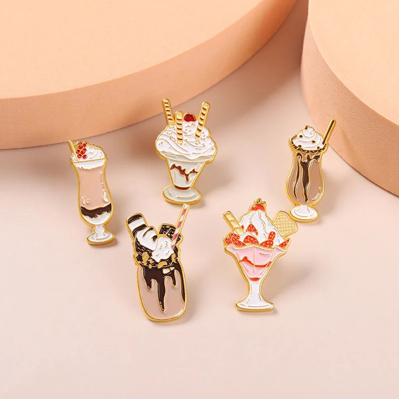 

Sweet Cartoon Creativity Pins Cute Ice Cream Lapel Brooches Bright Color Mental Badges Pin Jeans Backpack Brooch Jewelry Women