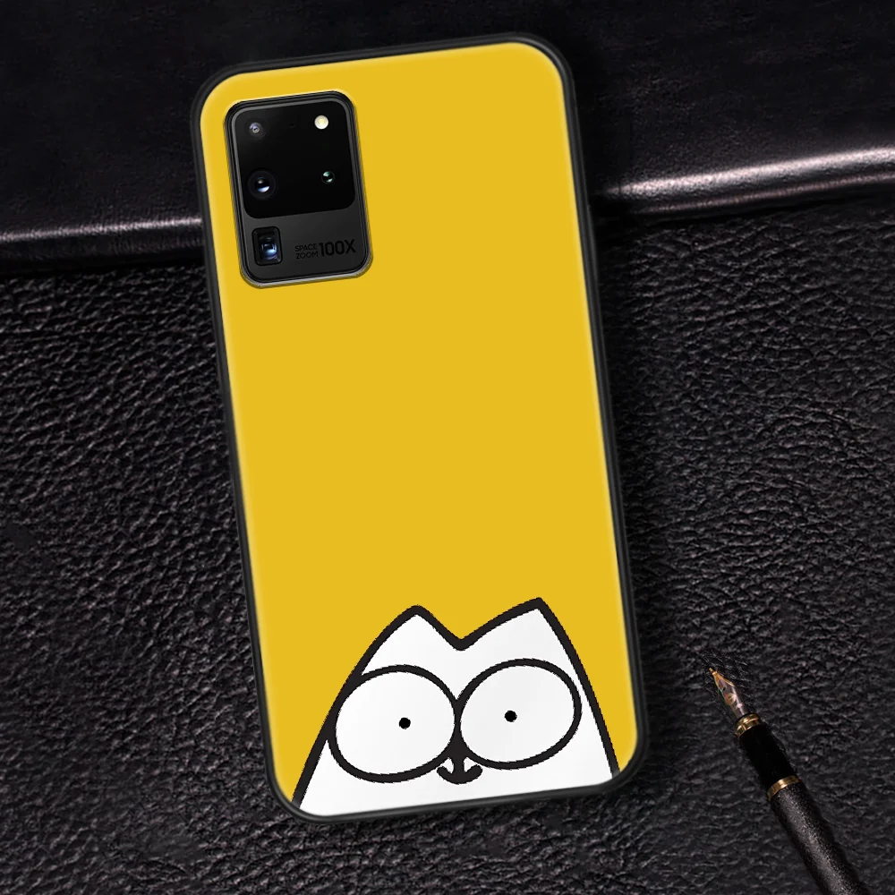 

Cute Cartoon Simons Cat Phone Case Cover Hull For Samsung Galaxy S 6 7 8 9 10 e 20 Edge Note 8 9 10 Plus black Back Silicone