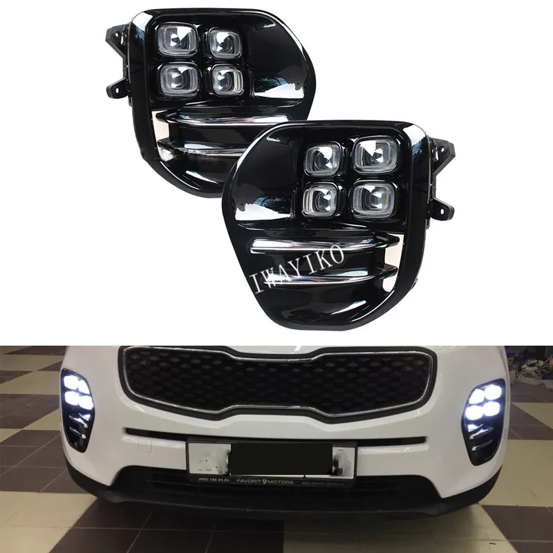 

Светодиодные противотуманные фары для KIA Sportage QL kx5 2016 2017 2018, комплект дневных ходовых огней, автомобисветильник белые светодиодные дневные ходовые огни для KIA KX5