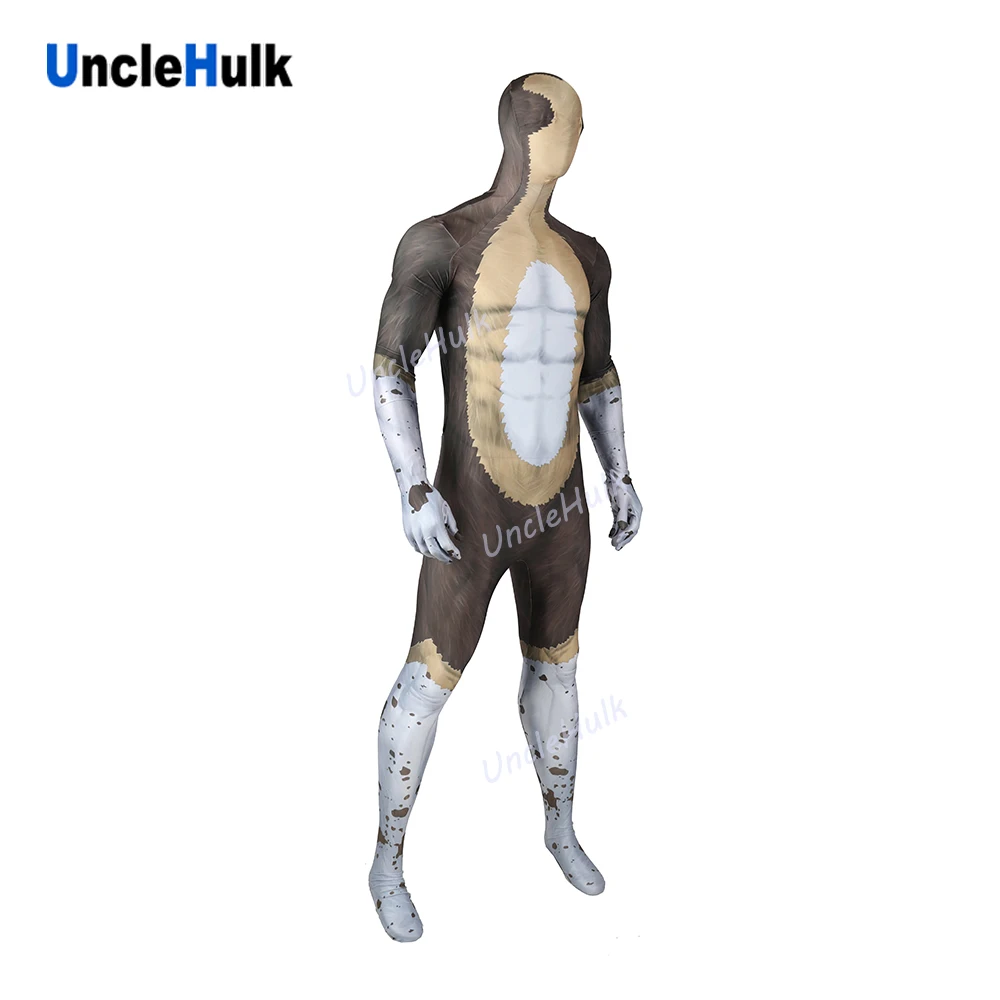 Коричневый боди с изображением собаки Zentai комбинезон из лайкры костюм на