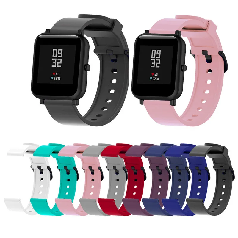 

20mm Silicone Sport Wrist Strap Protective Case Cover Plastic PC Shell for Huami Xiaomi Amazfit Bip BIT PACE Lite Smart Watch M1