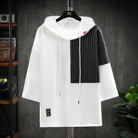 fashion short sleeves casual punk hoodies black white mens hip hop streetwear cotton 2021 summer clothes oversize m 5xl