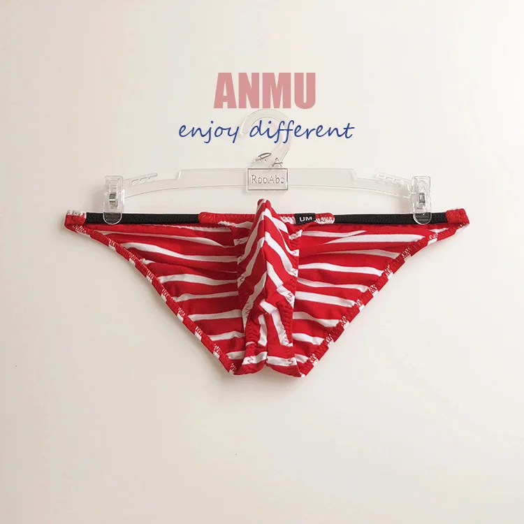 Мужские хлопковые треугольные трусы с заниженной талией в полоску сексуальное