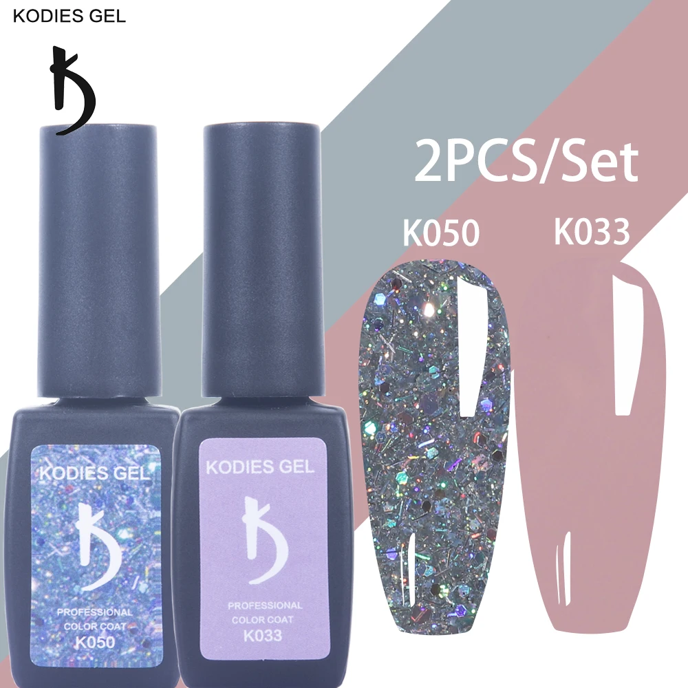 

KODIES GEL 2 PCS/Set Nails Gel Polish Semi Permanent UV Vernis kit Glitter Color Hybrid Varnish 8ML Long Lasting LED Gelpolish