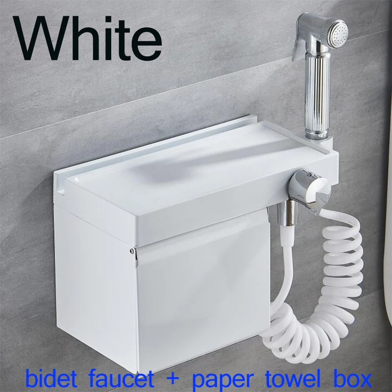 FXQXJH-01 white BAKALA отель высокого качества черный белый смеситель для душа биде краны для туалета стойка для мобильного телефона бумажное полотенце мыльница, аксессуары для ванной комнаты - Цвет: FXQXJH-01 white