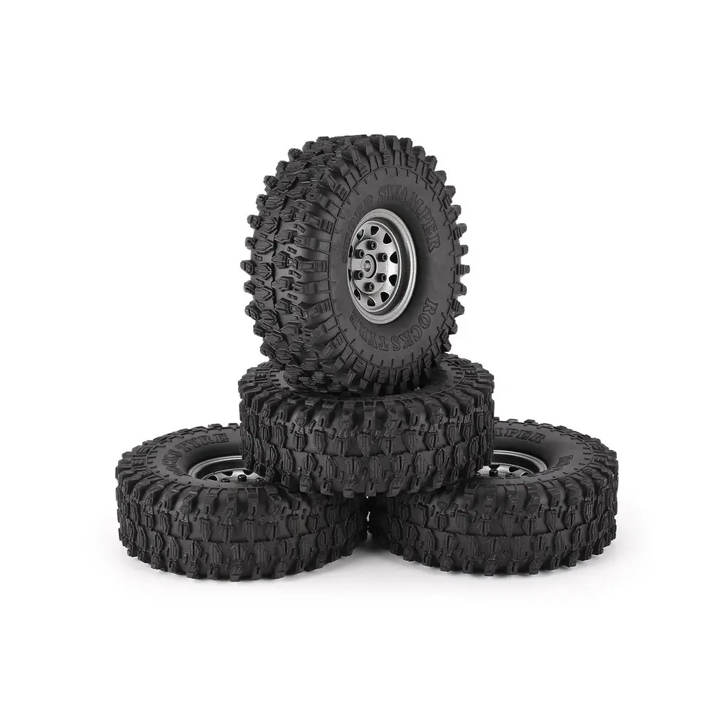 

4Pcs 1.9 Inch 120mm Rubber Tires Tire with Metal Wheel Rim Set for 1/10 Traxxas TRX-4 SCX10 RC4 D90 RC Crawler Car Model Parts