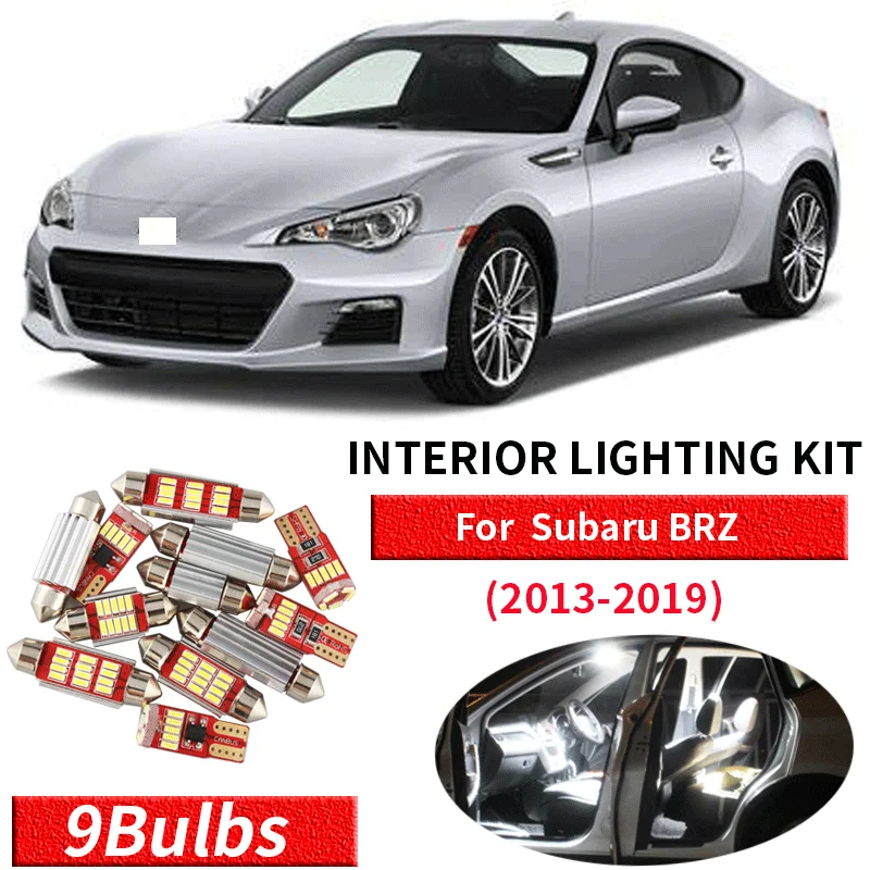 

9x White Auto Car LED Light Bulbs Interior Kit For 2013-2019 Subaru BRZ 12V Led Map Dome License Plate Lamp Car Styling