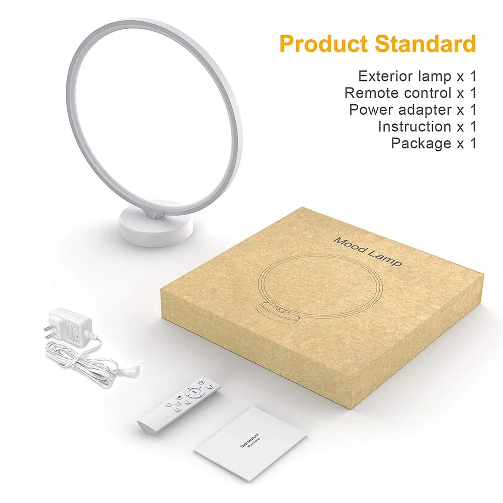 

Circle LED Bedside Lamp Dimmable Nightstand Light 4 Level Brightness Adjust Modern Colorful Mood Light Atmosphere Lamp