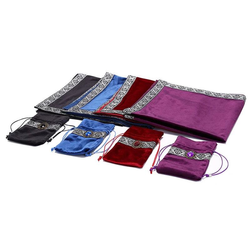 2 шт./лот бархатная скатерть Таро с мешками флокированная ткань красивый камень