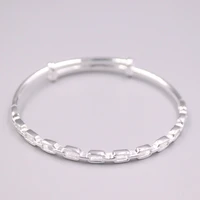 fine pure s999 sterling silver bangle women 4mm hollow square link bracelet 57 62mm 13 15g