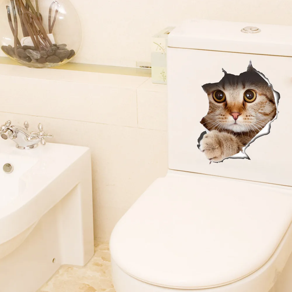 

New Cat Toilet Seat Wall Sticker Art Removable Bathroom Decals Colors Decor For Bathroom Night Wc Light Hot High Quality #751
