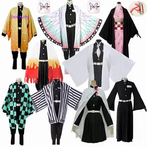 Anime Demon Slayer Kimetsu No Yaiba Zenitsu Giyu Tanjirou Kamado Nezuko Cosplay Women Kids Men Kimono Uniform Cosplay Costume