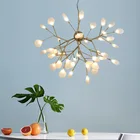 Современная светодиодная люстра подсветка в виде светлячков, стильная лампа в виде ветвей дерева, декоративный потолочный осветительный прибор с имитацией светлячков для гостиной