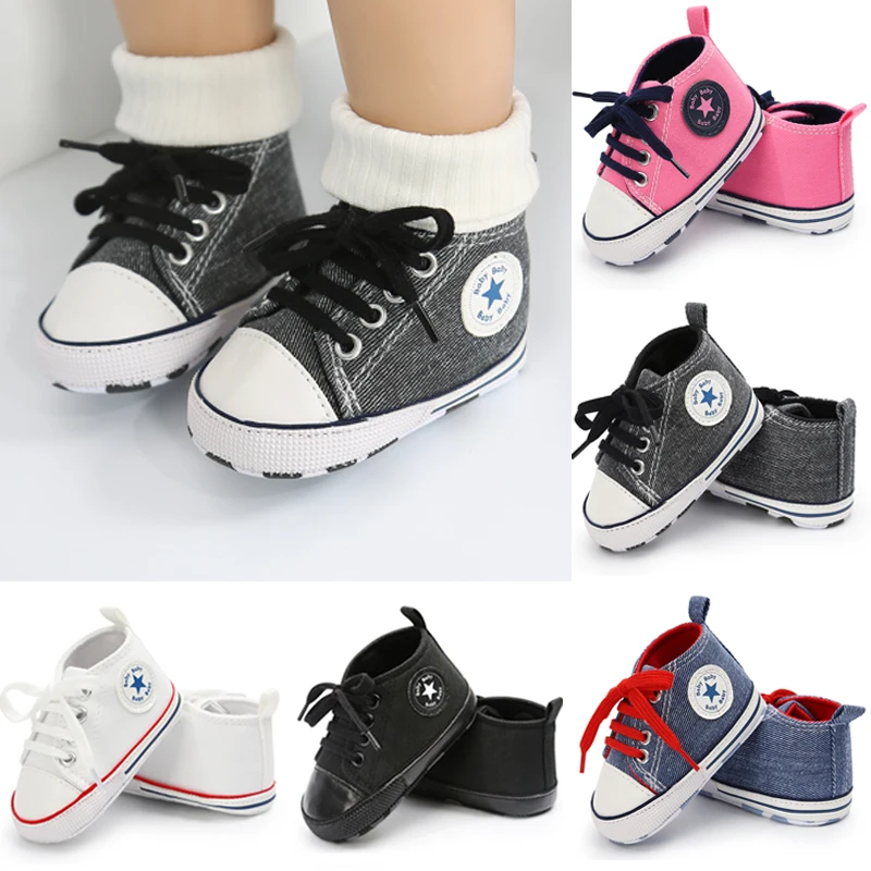 Toddler Baby Shoes Kids Boys Girls Soft Sole Canvas Crib Shoes Anti-slip Sneakers Prewalkers Causal Shoes