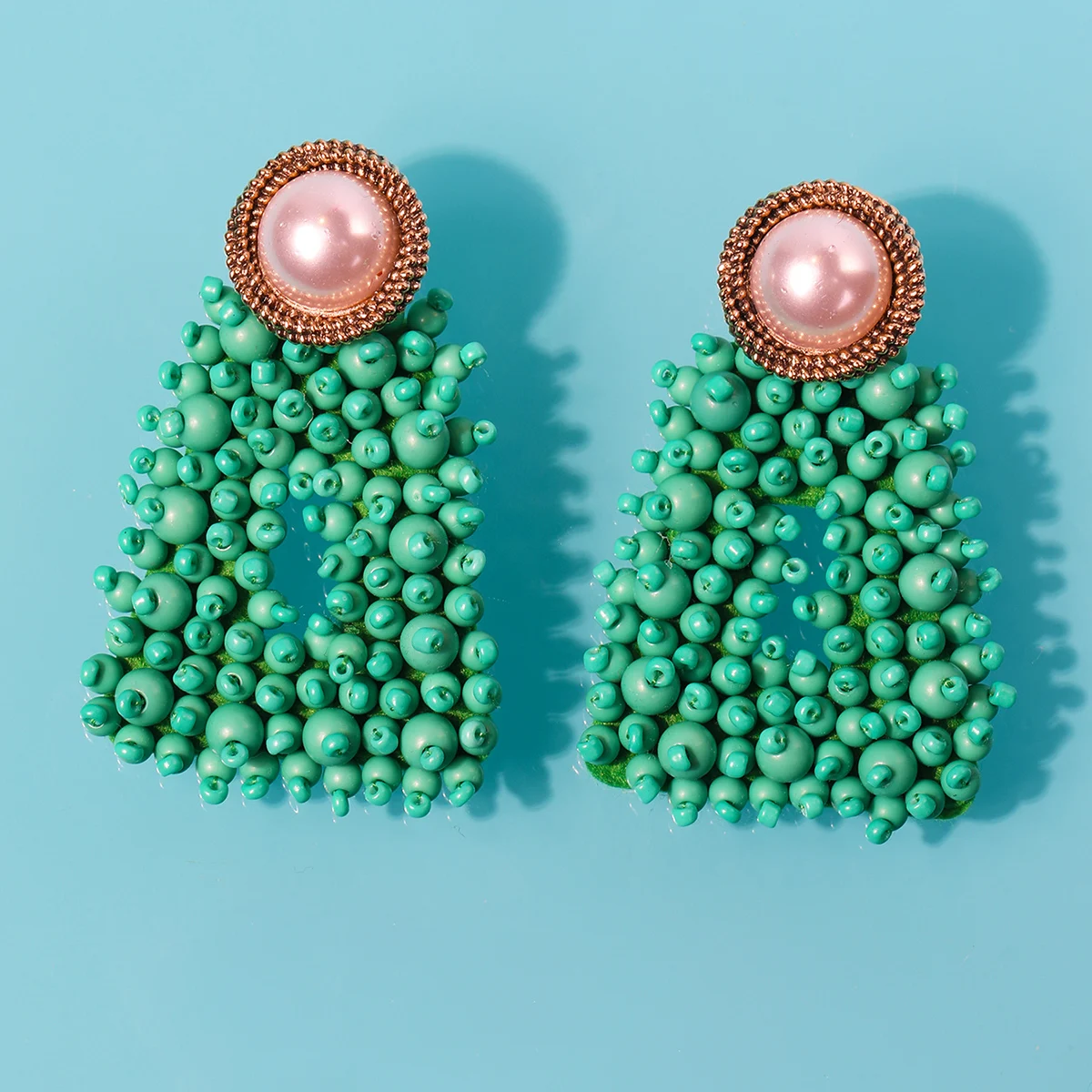 

Bohemian Party Birthday Party Personality Fashion Trapezoidal Rice Beads 2021 New Fashion Earrings Women's Earrings