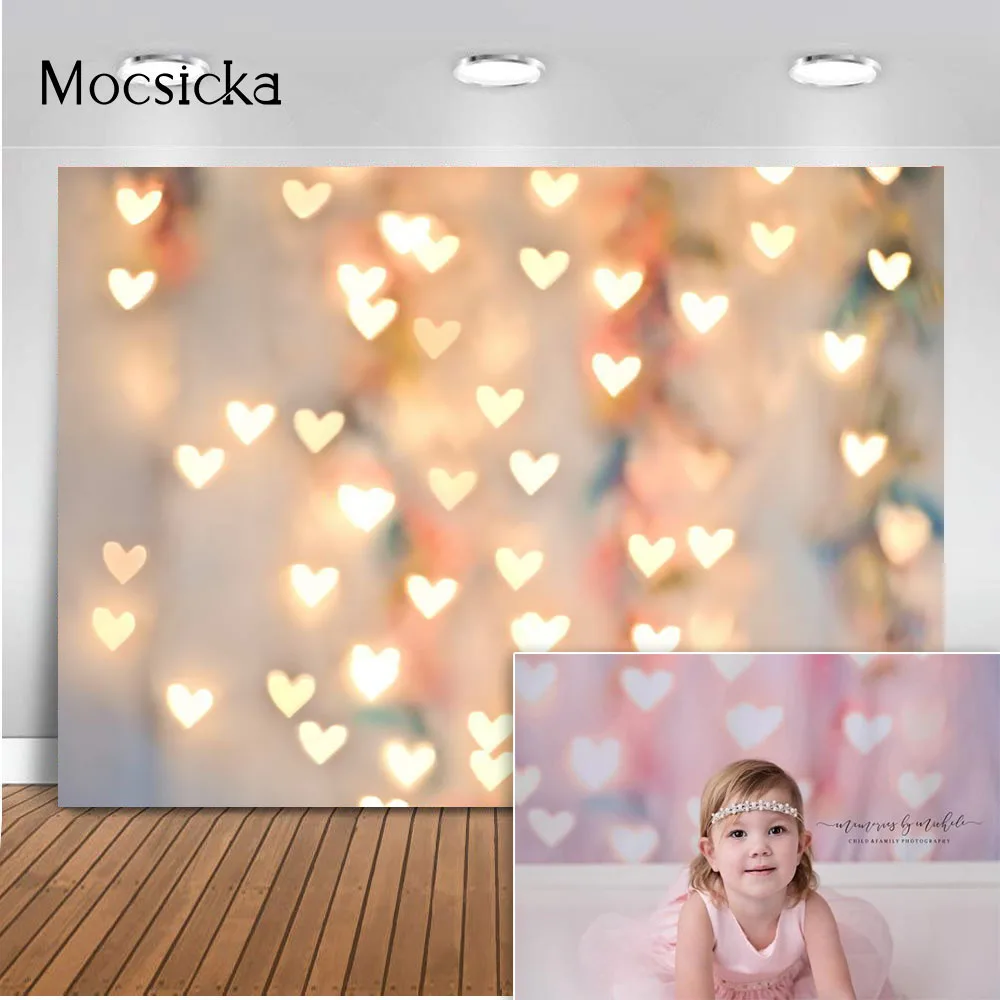 

Valentine's Day Backdrop for Photography Love Heart Bokeh Glitter Background Studio Newborn Kids Portrait PhotoBooth Photocall