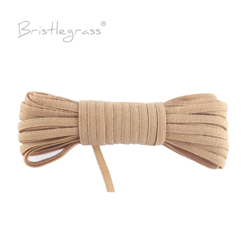 

BRISTLEGRASS 2 5 Yard 1/8" 3mm Tan Nylon Knitted Skinny Elastic Cord Spandex Band String Headband Face Cover Earloop Sewing Trim