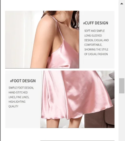 Женская пижама летняя сексуальная шелковая ночная рубашка с принтом атласный