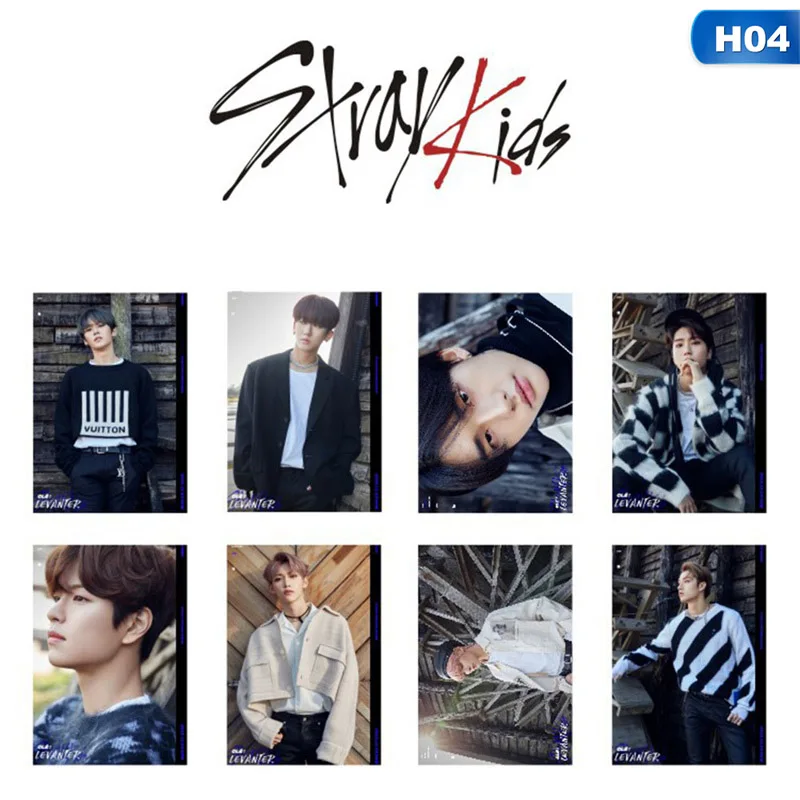 

8Pcs/set K-POP Stray Kids Sticky Lomo Cards New Fashion Crystal Card Stickers For Fans Collection Gift
