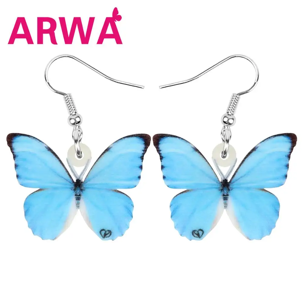 Акриловые Синие серьги ARWA морфио в виде бабочки большие реалистичные висячие