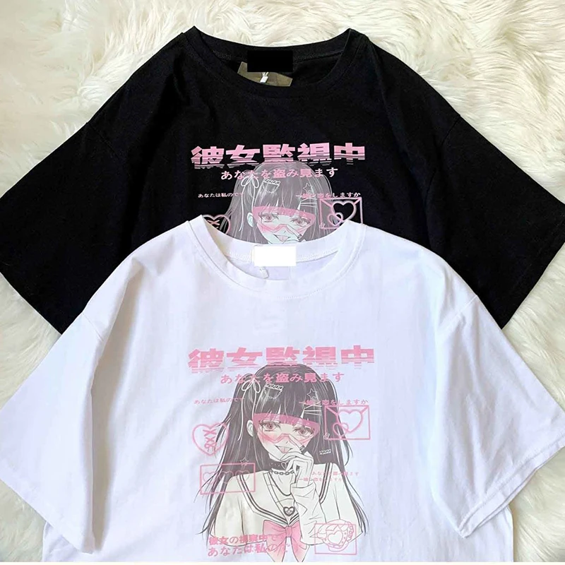 

Vintage style T-shirts Streetwear Women T-shirt Summer New Ins Harajuku plus size loose Print Top Tee Punk Women's T-shirt