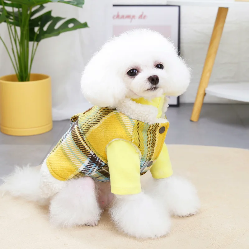 

Winter Dog Clothes Plaid Warm Small Dog Coats Jackets Pomeranian Schnauzer Poodle Bichon Bulldog Clothing Pet Outfits Harness