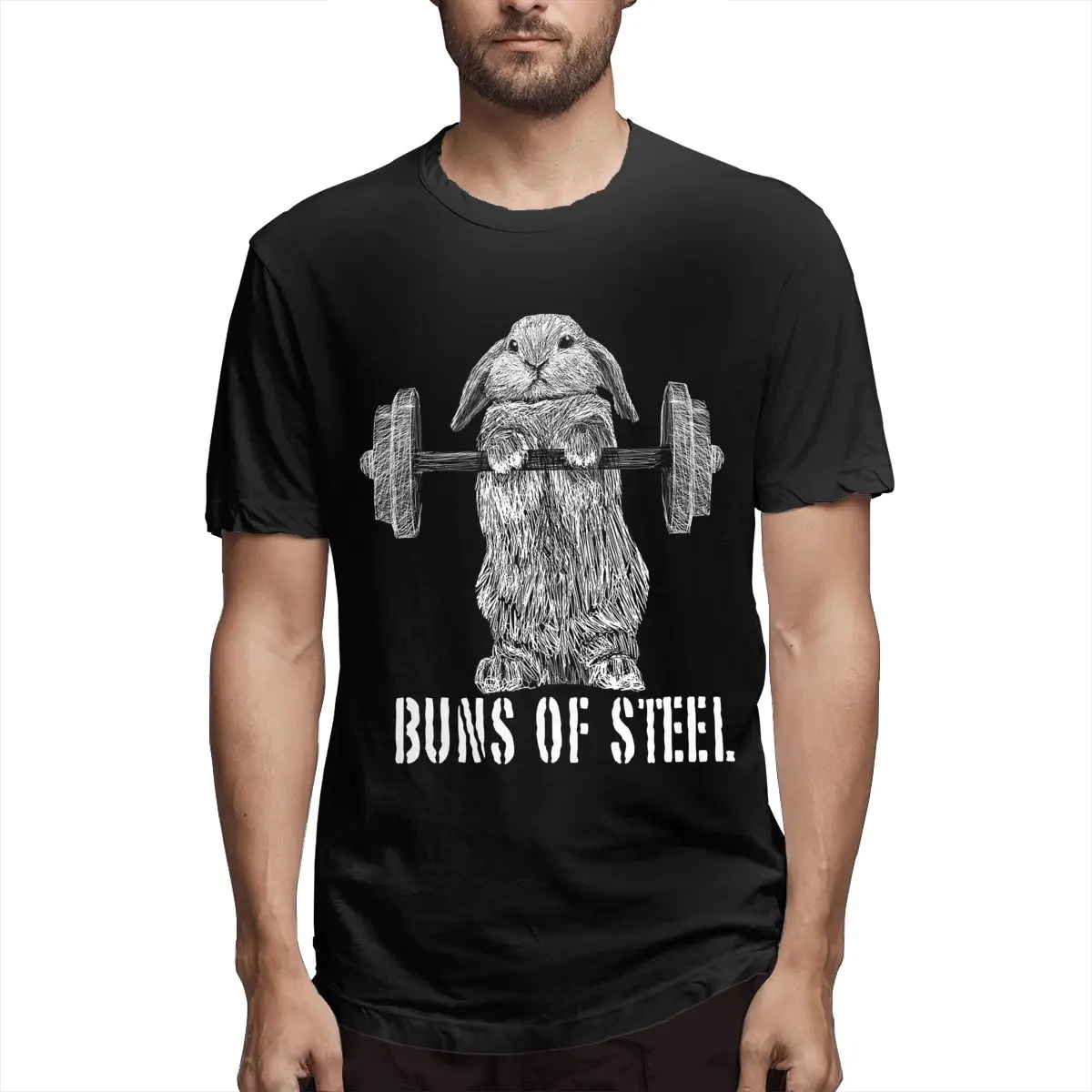 

Buns Of Steel Funny Rabbit Funny Crossfit Men's Funny Tee Shirt Short Sleeve Crew Neck T-Shirt 100% Cotton Adult Clothing