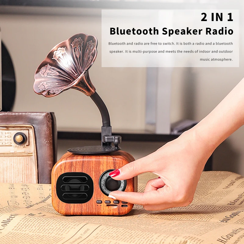

Bluetooth-Колонка деревянная портативная беспроводная в стиле ретро