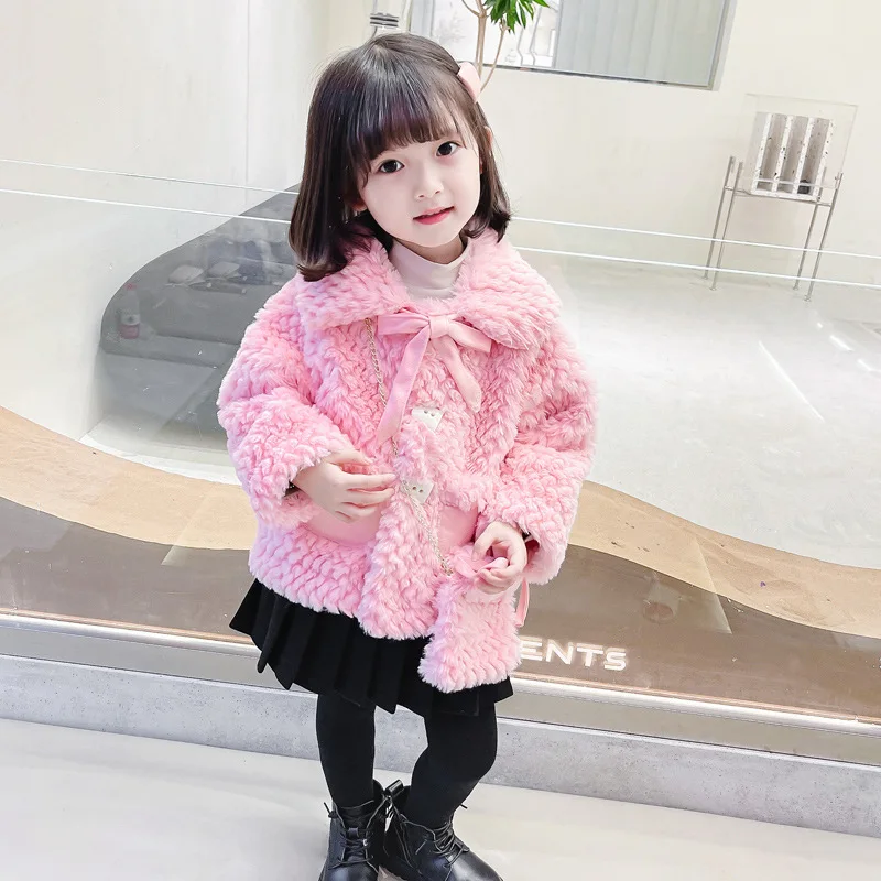 

Sweet Style Girls Coats 2021 Autumn Winter Children Cotton Jacket Warm Plush Outdoor Kids Outerwear Fashion Tops Student Clothes