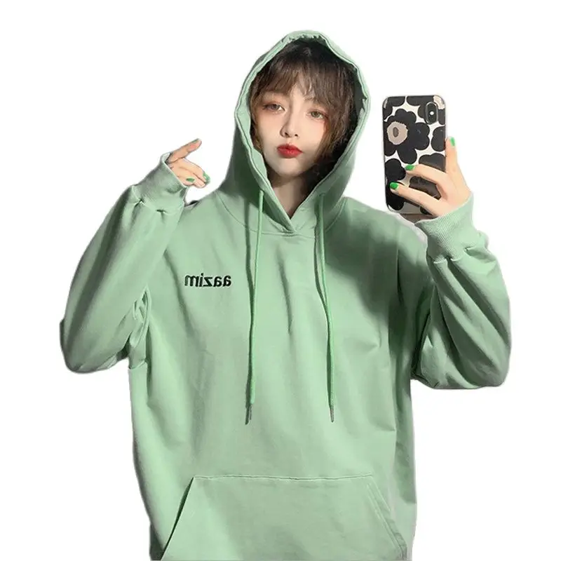 

2021 Fashion New Women Sweatshirt Letter Print Hoodies Pocket High Quality Pullover Loose Casual Hooded For Women Korean Style
