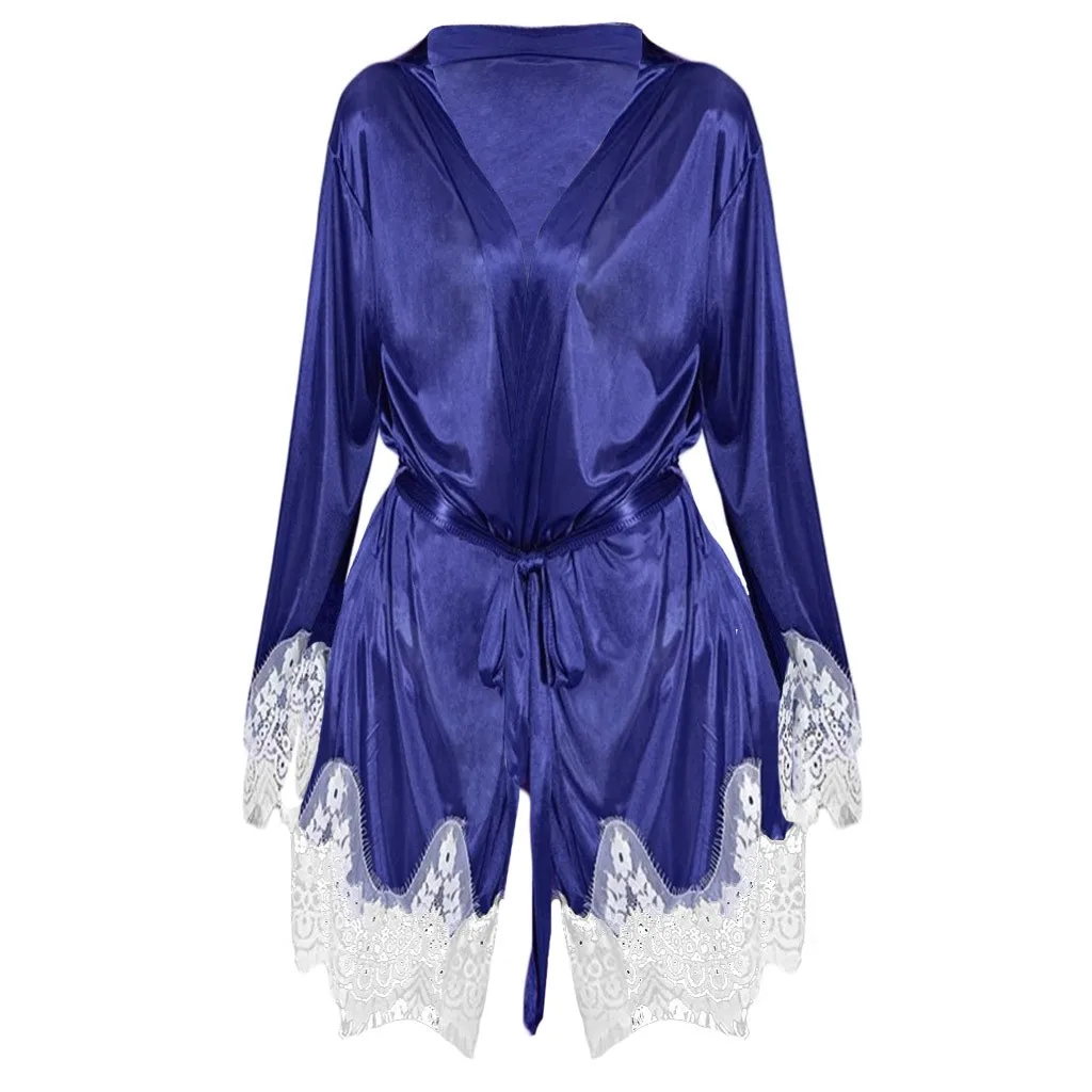 Сексуальные пижамы для женщин ночные рубашки халаты атласная кружевная одежда