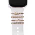 Металлические подвески, декоративное кольцо для Apple Watch, браслет, Алмазное украшение Love, силиконовый ремешок для часов, аксессуары для iwatch, браслет