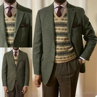 custom green mens suit coat woolen cloth tailor made stylish special design suits jacket tailored blazer