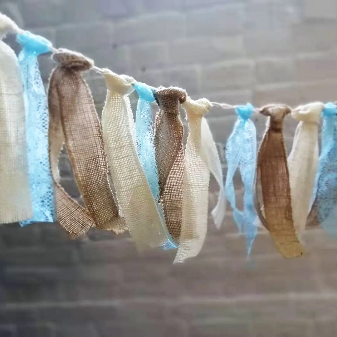 Синий кружевной флаг-баннер 2 м винтажный джутовый флаг украшение для