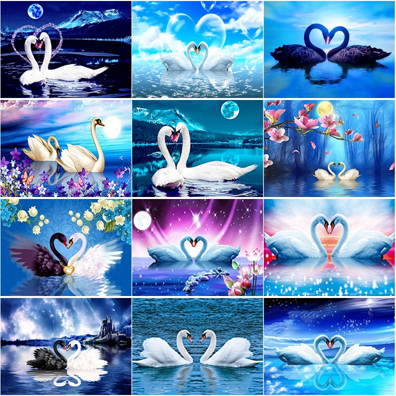 

5D DIY Diamond Painting Swan Landscape Cross Stitch Swan Lake Diamond Embroidery Full Square Round Drill Home Decor Manual Gift