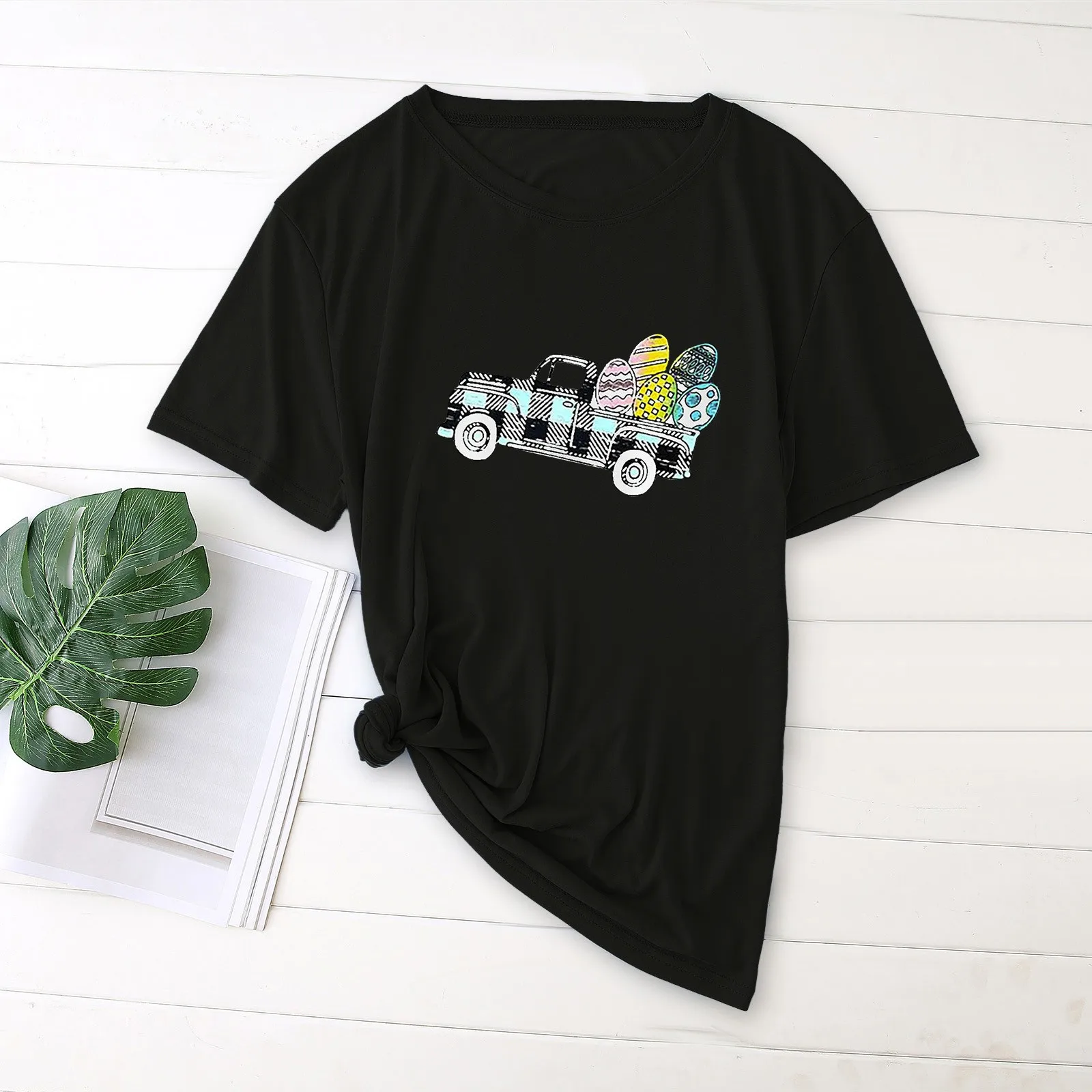 

Пасхальные печатные женская футболка с короткими рукавами и круглым вырезом Топ Забавные футболки с графикой 2021 Летние повседневные Эстет...