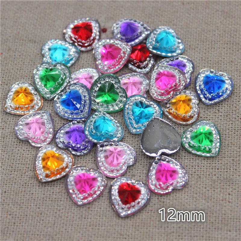 

100pcs 12mm Shiny Resin Rhinestone Bicolor Heart Button Home Garden Crafts Cabochon Scrapbook DIY Accessories