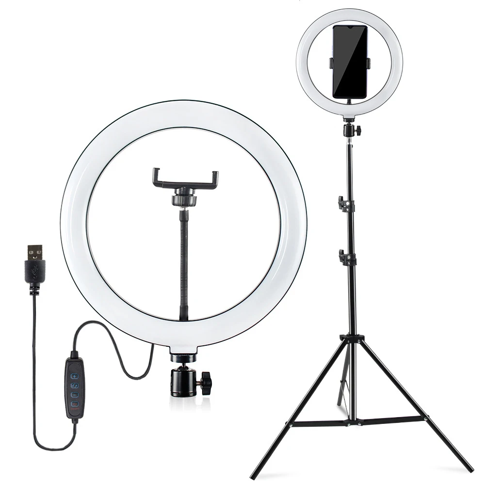 Кольцевая лампа с штатив светодиодное кольцо для селфи светильник подставкой