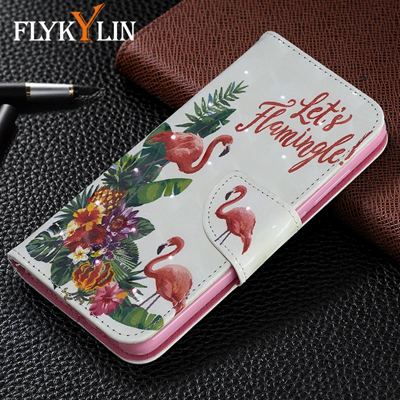 FLYKYLIN 3D кожаный чехол для Xiaomi Redmi 7 7A задняя крышка на Note 6 Pro Чехол телефона Фламинго